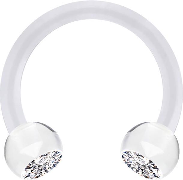 Star Piercing Micro Circular Barbell transparent mit zwei Kugeln Kristall silber (ohne Messing, Acryl)