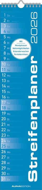 Immagine prodotto StreifenplanerBLAU2026-Streifenkalender-Wandplaner-Küchen-Kalender-11 (Tedesco)