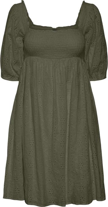 Vero Moda Gesmoktes Broderie Anglaise Minikleid