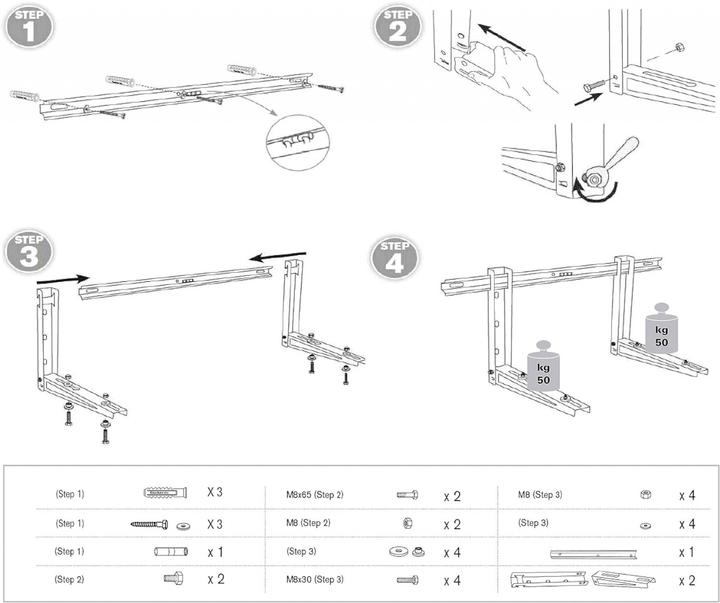 Actual product image Fischer KLIMA KLIK air conditioning brackets for outdoor units465 mm