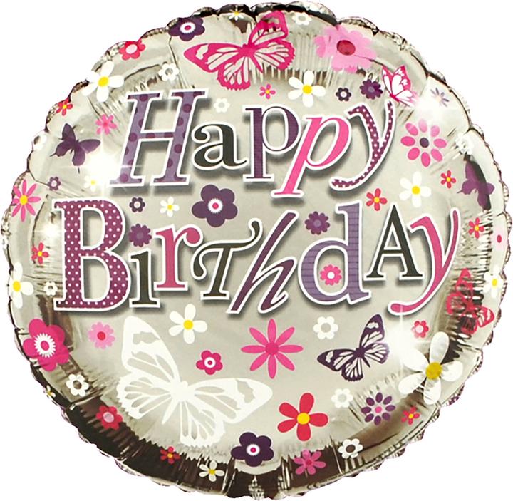 Produktbild Simon Elvin Folienballon Mit Happy Birthday Und Schmetterlingdesign 46 Cm