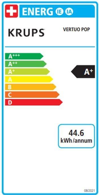 Etichetta energetica Krups Nespresso Vertuo Pop (NESPRESSO Vertuo, Spina UE)