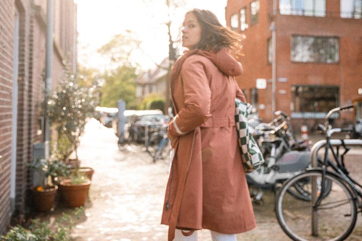 Image du produit Btwin Regentrenchcoat City 940 imperméable femme terracotta (M)