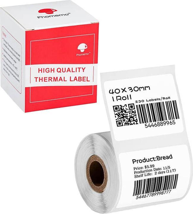Immagine prodotto Phomemo etichette adesive 30x40mm, 230 pz. (bianco)