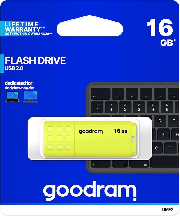 Actual product image Goodram UME2 - 16 GB - USB Type-A - 2.0 - 20 MB/s - 9 g - yellow (16 GB, USB-A)