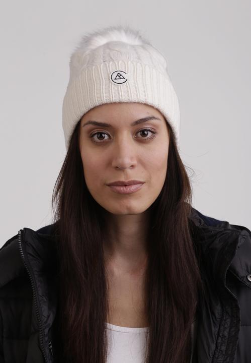 Image du produit Cash-Mere Kaschmir Mütze mit Zopfmuster und Bommel (Taille unique)