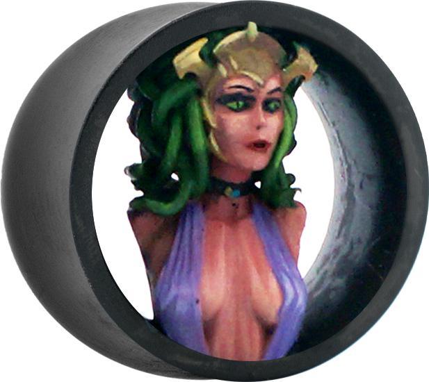 Produktbild Star Piercing Flared Tunnel schwarz Medusa rechts (Harz, ohne Messing)