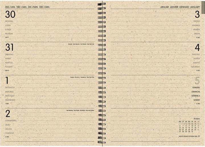 Actual product image Simplex Weekly agenda Grass paper 2025 40408.25 1W/2S Tropical ML 14.8x21cm (14.8 x 21 cm, German)
