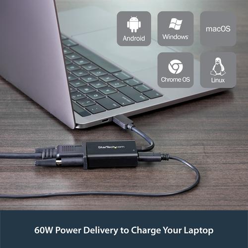 Image du produit StarTech USB-C Vers VGA - Fourniture D'énergie (USB-C, VGA, 15 cm)
