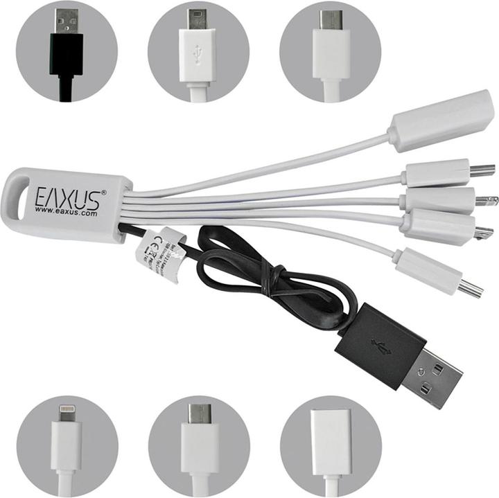Image du produit Eaxus Câble USB 5 en 1 avec connecteurs mini/micro et USB Type C, noir (USB 2.0)