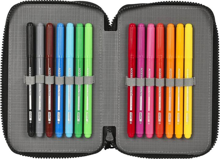 Image du produit Paul Frank Trousse à crayons avec accessoires Campers Noir 12.5 x 19.5 x 4 cm (28 pièces)