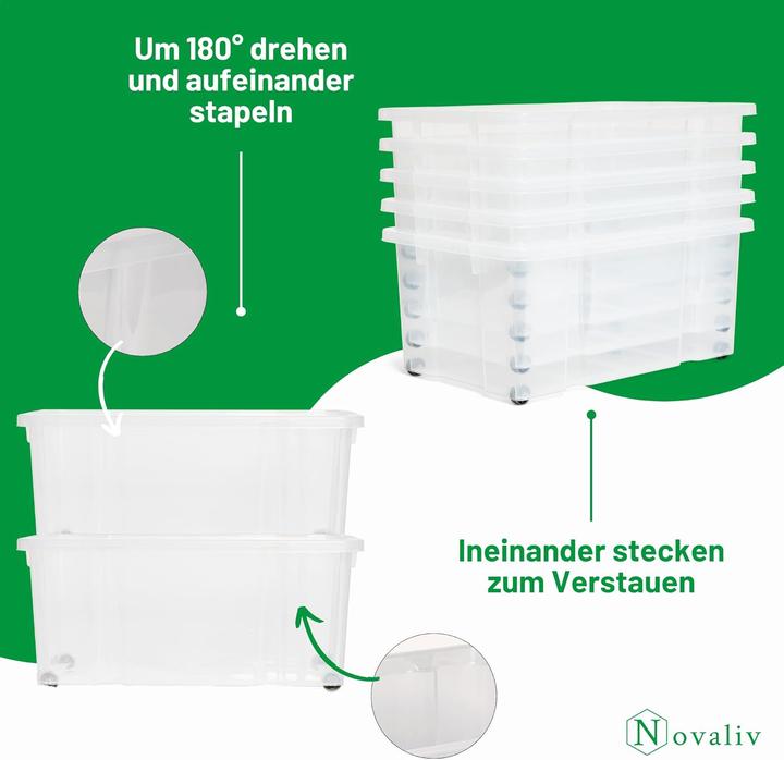 Produktbild Novaliv 8x Aufbewahrungsboxen mit Deckel Gross 45L Anthrazit Nestbar stapelbar mit Clipverschluss Rol (45 l)