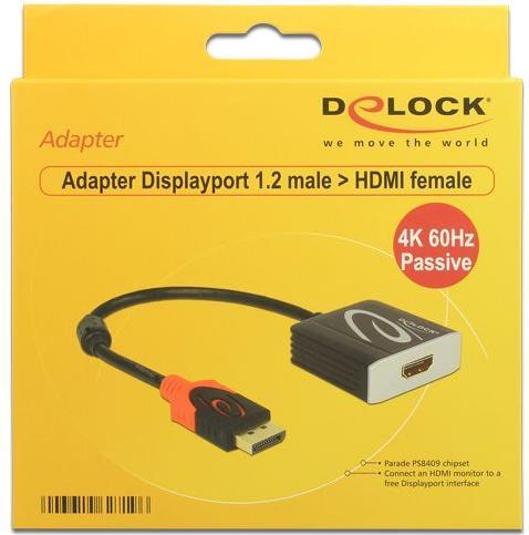 Image du produit Delock Adaptateur DisplayPort, 4K à 60hz (HDMI, 16 cm)