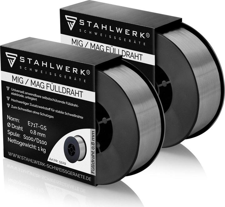Produktbild Stahlwerk Schweissdraht MIG MAG Premium Fülldraht E71T-GS Ø 0,9 mm 0,9 kg 2er Set