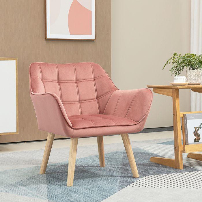 Produktbild Swisshandel24 Einzelsessel Relaxsessel mit Samtoptik, erhöhte Beine skandinavisch Polstersessel, Rosa