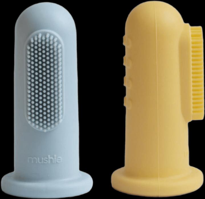 Actual product image Mushie 2 He Set Finger Toothbrush Powder Daffodil (2 x)