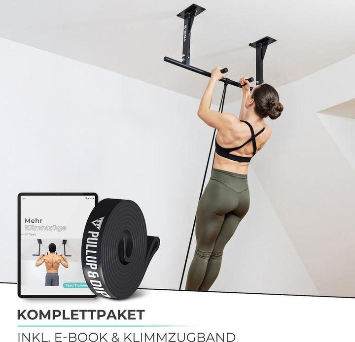 Produktbild Pullup & Dip Klimmzugstange Decke inkl. Klimmzugband und Schrauben
