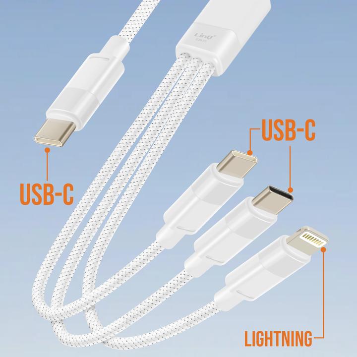 Actual product image LinQ USB-C / 2x USB-C + Lightning cable (1.20 m, USB 3.2 Gen 1)