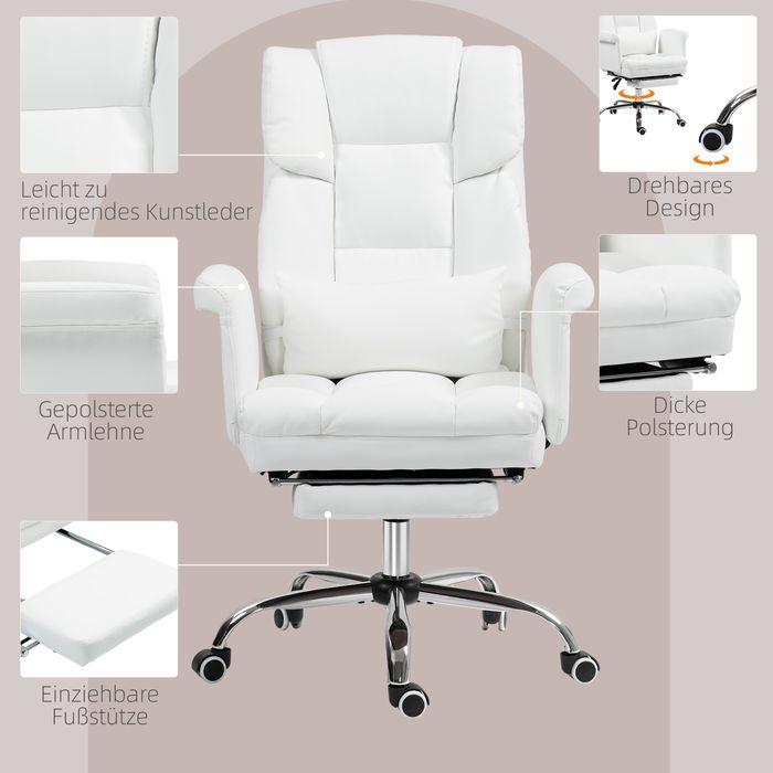 Actual product image Swisshandel24 Bürostuhl, Ergonomisch Schreibtischstuhl mit Liegefunktion, Lendenkissen, Weiss