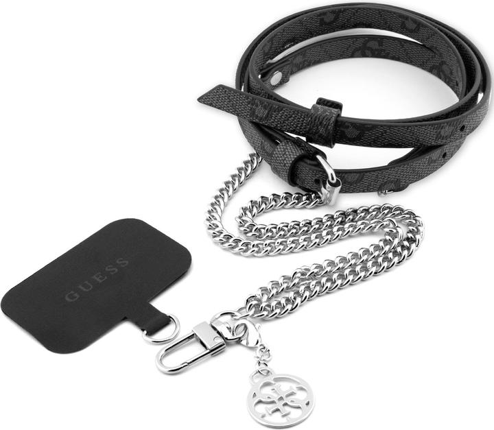 Guess Crossbody Strap PU 4G Chain - silver / black