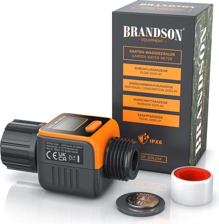 Actual product image Brandson Water meter, digital flow meter 3/4 inch, water meter, flow meter water meter (Water timer)
