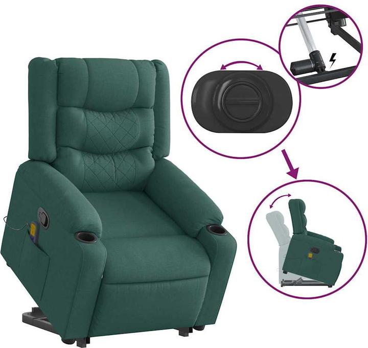 Image du produit VidaXL Fauteuil de massage avec fonction releveur Vert foncé Tissu