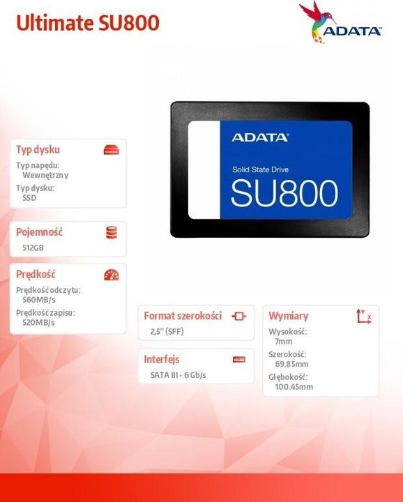 Actual product image Adata Su800 (512 GB, 2.5")