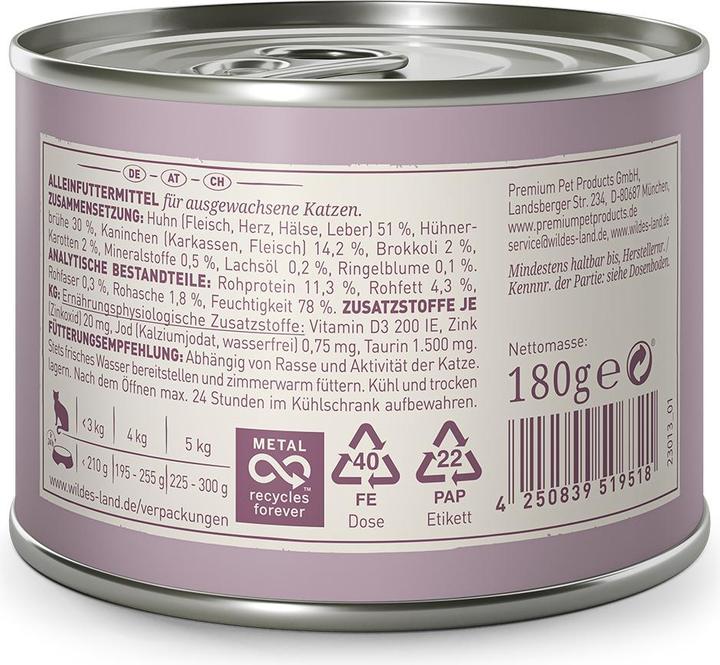 Actual product image Wildes Land Wet food ragout rabbit & chicken 6 x 180 g (Adult, 6 pcs., 1080 g)