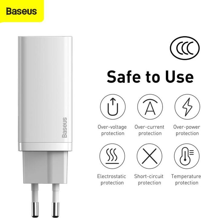 Immagine prodotto Baseus Caricabatterie rapido GaN2 LiteC+U 65W EU Bianco (65 W)
