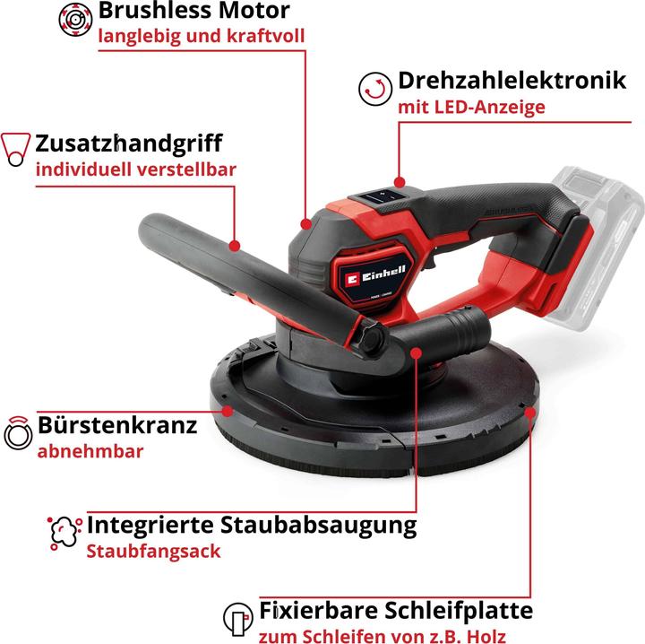 Produktbild Einhell Akku-Trockenbauschleifer TP-DWS 18/2225 Li BL Kit (1x 4,0 Ah) (Trockenschleifer)