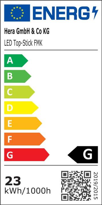Label énergétique Hera Luminaire d'agencement à LED 61001427203 601mm NWS Plafonnier/mural 4051268162197