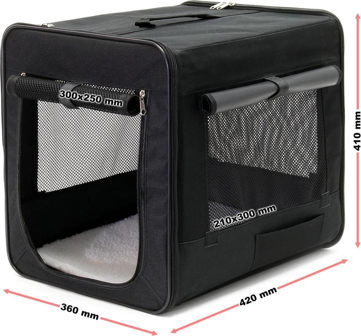 Produktbild Fudajo Transportbox S Faltbar Schwarz 42x36x41cm Hundebox Katzenbox Reisebox (Katze, Hund, Faltbar)
