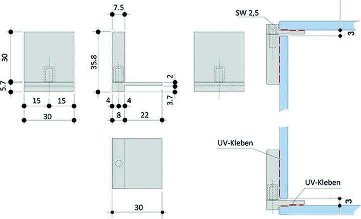 Produktbild Bohle Glastürscharniere Glas-Glas Swing (2 Stk.)