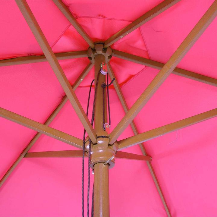 Produktbild Mendler Sonnenschirm Florida, Gartenschirm Marktschirm, Ø 3m Polyester/Holz - pink (3 m)