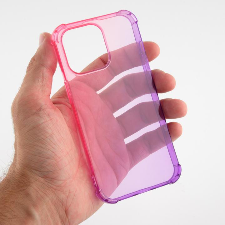 Produktbild PhoneLook Hülle Gummi Bumper Rainbow mit extra Schutz für Ecken Antischock rosa t (Apple iPhone 15 Pro Max)