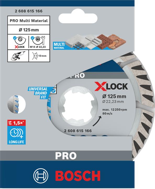 Produktbild Bosch Professional Zubehör PRO Multi Material X-Lock Diamanttrennscheibe, 125 x 22,23 mm, 22,23 mm