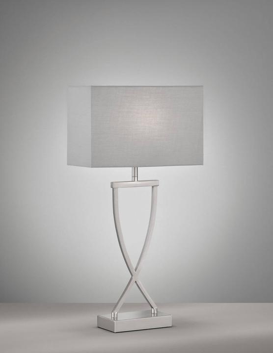Produktbild Fischer & Honsel Honsel Anni Tischleuchte E27 Stoffschirm grau Chintz, weiss nickel 50459 (E27)