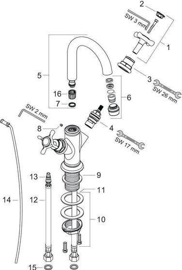 Actual product image Axor 2-handle WC fitting 160 MONTREUX DN 15 f HWB m ZAG 1 1/4inch chrome