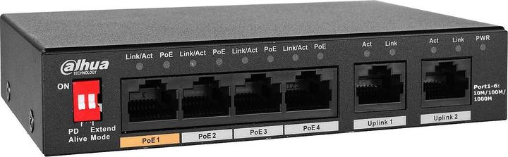 Actual product image Dahua PoE switch PFS3006-4GT-60-V2 unmanaged (6 Ports)