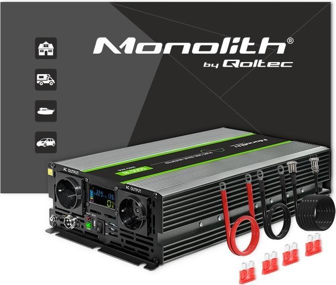 Image du produit Qoltec Przetwornica napięcia Monolith | 3000W | 6000W | 24V na 230V | Czysty Sinus | LCD