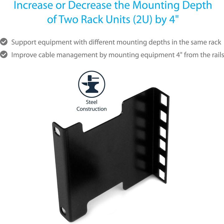 Produktbild StarTech 4in Rack Depth Adapter - 2u