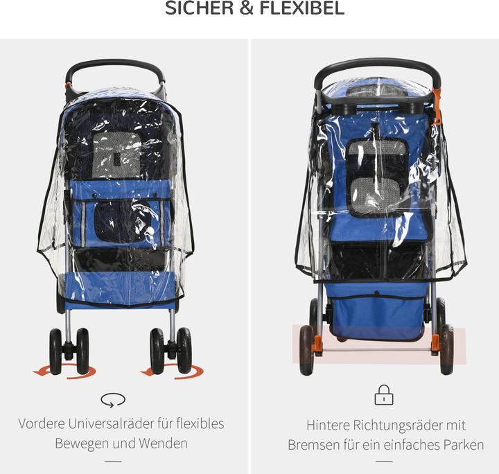 Actual product image PawHut Dog buggy with rain cover (Dog, Foldable)