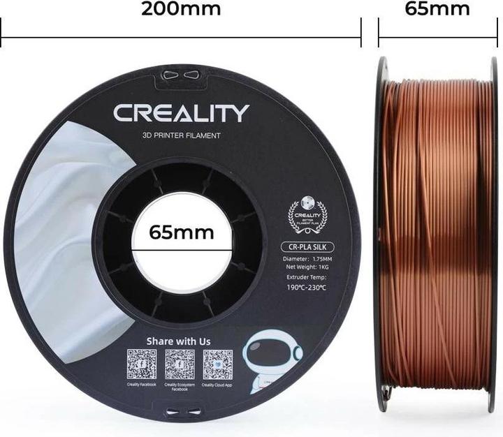 Actual product image Creality Filament PLA Silk (PLA, 1.75 mm, 1000 g, Brown)