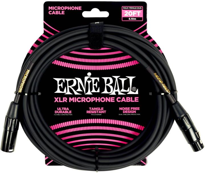 Immagine prodotto Ernie Ball Cavo XLR XLRm-XLRm 6,1 m, nero, lunghezza: 6,1 m (6.10 m, XLR)