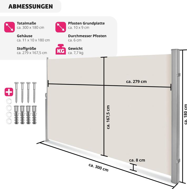 Image du produit tectake Store Latéral Rétractable (1.80 m)