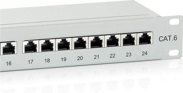 Actual product image equip 19" patch panel: 24 port, 1U, grey