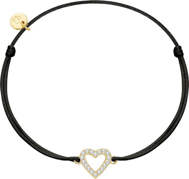 Glanzstücke München Textilarmband Herz - 36416 (22 cm, Sterling Silber)