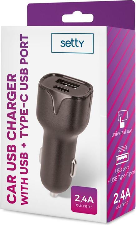 Productafbeelding Setty GSM043811 USB-C + USB autolader