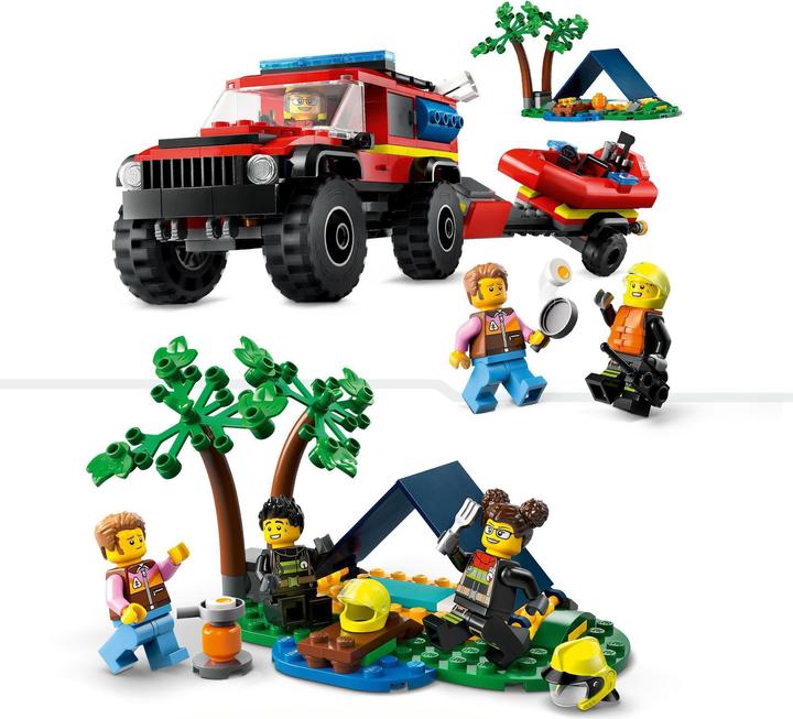 Produktbild LEGO Feuerwehrgeländewagen mit Rettungsboot (60412, LEGO City)