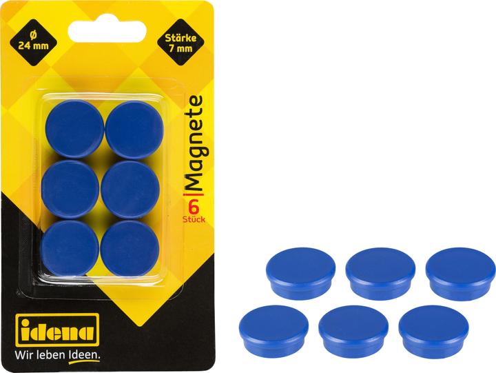 Idena Aimants ronds 6 pièces, bleu, Ø24mm (6 x)